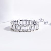 Bague d'éternité en moissanite, taille ronde/émeraude, 5 carats au total, couleur D, VVS1, argent sterling 925 plaqué or blanc, alliances de mariage