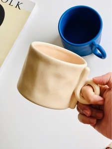 Nordic Style Twist Handlebar Design Hand Pinch Grain Strange Ears <b>Large</b> Capacity Ceramic <b>Mugs</b> - Product Image 4