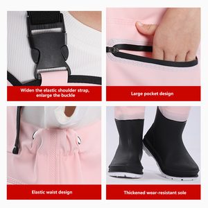 TOPIND Cuissardes de pêche pratiques en PVC pour enfants étanches avec poche pratique - Product Image 2