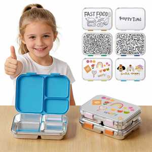 Risheng ODM OEM, Lonchera de Acero Inoxidable de 3 Compartimentos, Apta para Microondas, Libre de BPA, Hermética, para Bebés y Niños, Diseño Atractivo - Product Image 3