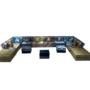 Divano letto minimalista a forma di U allungabile divano letto <span class=keywords><strong>accogliente</strong></span> Mahjong modulare appartamento Set in tessuto con spugna per ville - Product Image 1