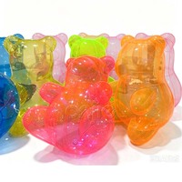 Grande sculpture d'ours en PVC gonflable transparente personnalisée pour installation artistique commerciale et décoration d'événements
