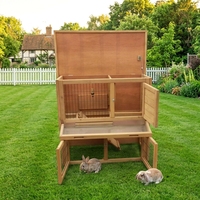 Cage à lapins en bois de sapin massif pour extérieur avec plateau extractible pour un nettoyage facile, enclos pour petits animaux, cage à lapins