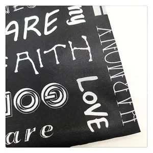 YH8-8509 Kuangheng Black Color Words Designer Lining 100%Polyester Twill Middle Thick Interlining Custom Logo Printed Fabric