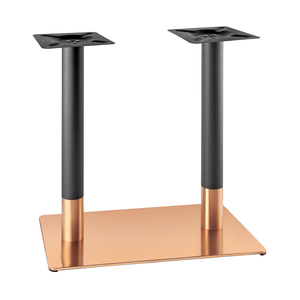 Double Pedestal Stainless Steel Stone <b>Top</b> Modern Black <b>Rose</b> Gold Heavy Duty Metal 6 Seater Restaurant Dining Table Base - Product Image 6