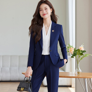 Women Grey Suit Set Polyester Full Sleeve Anti-Wrinkle Office Lady Spring Formal Wear - Product Image 3