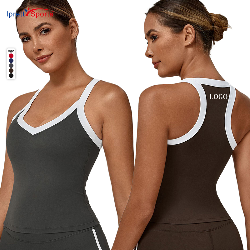 Custom Logo Women Fitness Yoga Wear Running Tank Top Quick Dry Padded High Support Gym Sport Tank Top Women