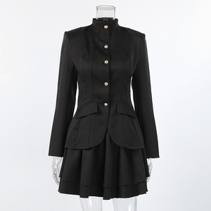 2027 Maßgeschneidertes Logo Eleganter Damen-<span class=keywords><strong>Blazer</strong></span>-Rock-Anzug Langarm Schlankes Formelles Zweiteiler-Set Modisches Büro-Damen-Outfit - Product Image 1