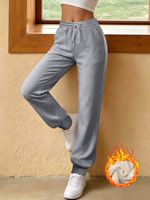 Pantalon de jogging pour femme doublé polaire, avec cordon de serrage, taille élastique, poches, chaud et décontracté pour l'hiver