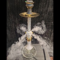 Chicha arabe en résine à double tête d'aigle, design double face, tige artisanale vintage à l'aigle en relief, ensemble de chicha de luxe bohème européen