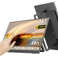 Moniteur portable tactile 16 pouces 2,5K, dalle IPS, écran externe ultra-plat, support pliable, haut-parleur intégré pour ordinateur portable PC