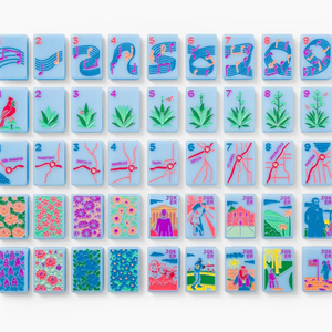 Juego de Fichas de Mahjong Personalizadas de Lujo, 1 Capa, Grabadas, Acrílicas Azul Claro, Estilo Americano - Product Image 1