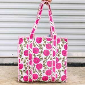 Sac à déjeuner matelassé en coton, imprimé floral abstrait, sac à main, sacs de courses imprimés au bloc, sac de plage, sacs de voyage et sacs fourre-tout à bandoulière - Product Image 3