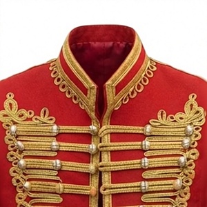 เสื้อแจ็คเก็ตผู้ชายปักลายสีแดง ลายตัวอักษรสีทอง แขนเสื้อปกติ สไตล์ยูนิฟอร์ม ทรงพอดีตัว - Product Image 6