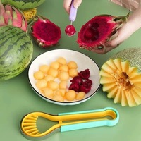 4-in-1 fruitballetjesvormer, kiwi-fruitlepel, meloenlepel, fruitpot, aardappelpuree-vormer, ijslepel, keukenhulpjes