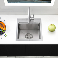 Évier de cuisine extérieur pour poste de travail, 15 pouces, en acier inoxydable 304 de calibre 16/18, pour camping-car, petit évier de bar, de la marque Manufacturer Topmount