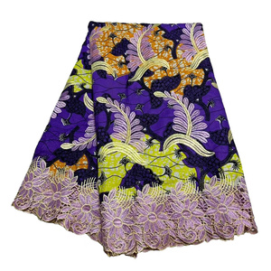 Tissu africain de luxe <span class=keywords><strong>en</strong></span> <span class=keywords><strong>pagne</strong></span> wax hollandais avec broderie 3D et appliques <span class=keywords><strong>en</strong></span> dentelle, 3 yards, assorti à un <span class=keywords><strong>pagne</strong></span> wax princesse 100% coton - Product Image 6