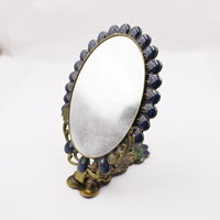 Mini miroir à main et peigne orné de paon, 1 pièce, cadeau créatif Vintage, Bronze rond décoré