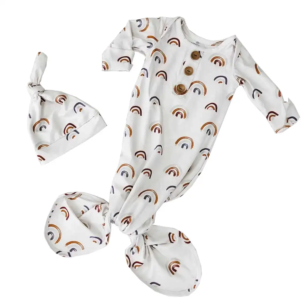Setelan Piyama Gaun Sutra Susu Bayi, Kantung Tidur Berkancing Sutra Susu Cocok untuk Bayi Baru Lahir