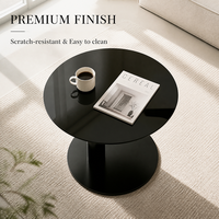 Table basse moderne minimaliste noire à finition brillante, durable, avec plateau en verre trempé et support métallique, mobilier de luxe pour salon