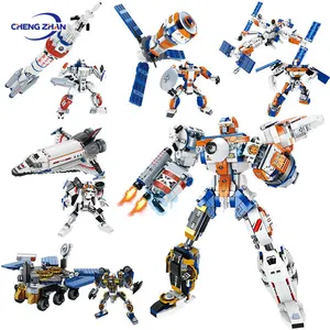 Bloques de construcción Transformación aeroespacial Mecha Cool Transformation God of War Rocket Assembly Building Blocks Toy Boy Gift