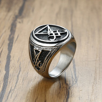Bague en acier inoxydable de style gothique vintage Hip Hop Lucifer Satan pour hommes, amulette de sorcellerie, bague de mariage pour couple, bague de fête