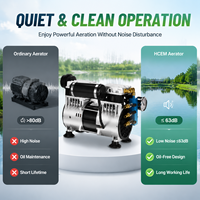 Aérateur de bassin sans huile 130L/min Compresseur d'air d'aération 6 diffuseurs pour bassin à poissons jusqu'à 3 acres 220V Faible bruit Aquaculture CE