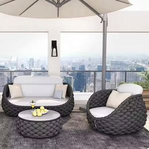 مجموعة حديثة للفناء والفناء والحدائق ، إطار معدني من الألومنيوم ، قماش بوسادة ، حبل أثاث خارجي مقاوم للماء للفنادق - Product Image 6