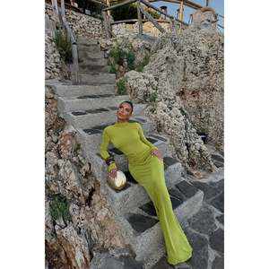 Robe de soirée vert Electra, bustier, coupe Empire, à volants hauts, élégante, avec fines bretelles spaghetti, pour banquets, été, plage, translucide, XS - Product Image 6