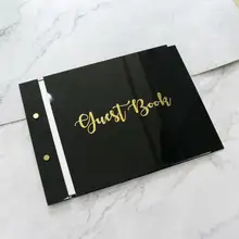 New designs stocked customized names and date black acrylic cover guest books for weddings