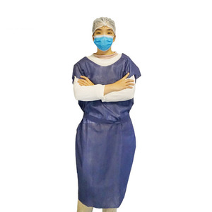 Bata de Aislamiento Desechable Azul de Tela SMS con Certificación CE MDR, Bata Quirúrgica con Lazos Largos para Pacientes, Uso Médico y Clínico en Hospitales - Product Image 3