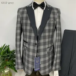 Plaid Dress Banquet Men'S Plus Size Suit Lapel Collar Eu Size Three Pieces Coat Pant Vest Suit For Men