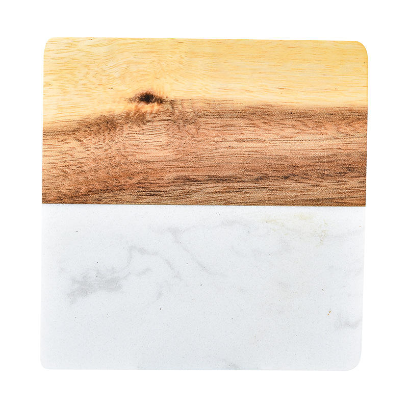 White square marble coaster