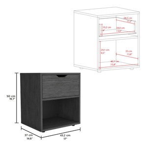 Aberdeeen 19.7-Inch High Nightstand End Table With <b>Open</b> Shelf - Product Image 3