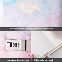 Carnet de notes A5 exclusif transfrontalier en similicuir avec serrure à combinaison, reliure sans fil, idéal pour étudiants, cadeau, papeterie
