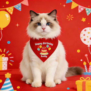 Yisi Pet Triangular Scarf Printed Birthday Bib For Cats Dogs Party Accessory - Product Image 1