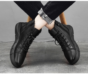 Chaussures de sport montantes décontractées pour hommes 2025, légères, à lacets, style bottes Martin, semelle souple, design tendance polyvalent pour l'automne - Product Image 5