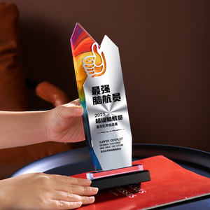 Ensemble de trophées en cristal métallique personnalisé |   Médailles de récompense pour réunions annuelles et <span class=keywords><strong>champions</strong></span> d'équipe exceptionnels avec impression UV - Product Image 1