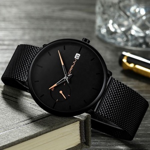 CRRJU Men's and Women Black Steel Mesh with Ultra-thin <b>Large</b> Dial Unisex Fashionable Sports Quartz Watch Can Be Wholesale - Product Image 5
