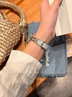 Bracelet de luxe en cuir avec chaîne de poignet et diamants scintillants pour Apple Watch (38, 40, 41, 42, 44, 45, 49 mm)