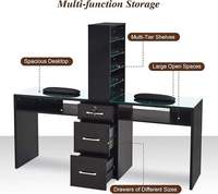Table de Manucure Double avec Rangement, Bureau de Beauté en Bois Moderne Écologique et Durable, Station de Maquillage pour Salon de Manucure, Manucure Fonctionnelle