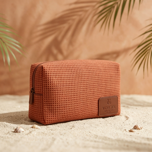 <span class=keywords><strong>Borsa</strong></span> Personalizzata in Cotone con Ricamo a Nido d'Ape, Logo Personalizzato, Marrone Cammello, Borse Cosmetiche Grandi, Regali di Nozze, <span class=keywords><strong>Borsa</strong></span> per il Trucco da Donna - Product Image 2