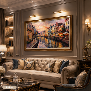 Peinture murale paysagère européenne en gros du Vietnam, peinture à l'huile artisanale, peinture décorative de luxe, service OEM ODM, modèle PR5-8 - Product Image 3