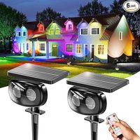 Projecteur solaire RGBCW à piquet, éclairage paysager avec 11 modes de fonctionnement, lanterne murale solaire de sécurité pour jardin, cour et terrasse