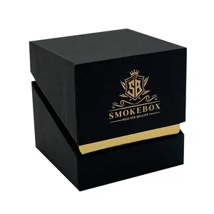 Customized Logo Eco-friendly Two-pieces Candle Jar Packaging Black Paper Candle Box With EVA