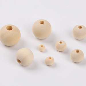 Perles en bois naturel avec corde en chanvre, ensemble pour travaux manuels, perles rondes de tailles variées pour la fabrication de bijoux et la décoration - Product Image 4