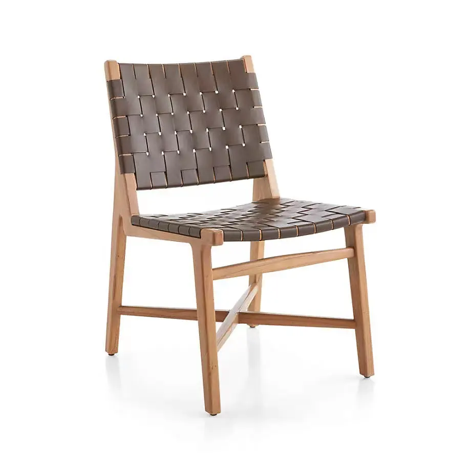 Nouvelle arrivée élégant style italien luxe fauteuil bois cuir salle à manger chaise moderne chaise en bois