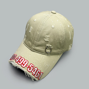 Gorra de Papá Personalizada con Bordado de Letras Estilo 'Hole Breaking' y Anillo Metálico, 100% Algodón, Unisex, Estilo Urbano, Seis Paneles, Cuatro Estaciones - Product Image 4
