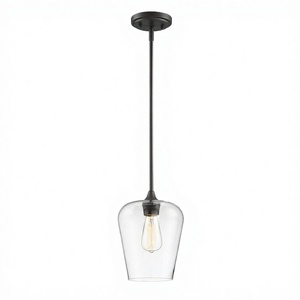 Modern Industrial Pendant <b>Lighting</b> <b>Shade</b> Rustic Farmhouse Lamp Handblown Clear Seeded Glass LED 3500K Warm White Home Office 80 - Product Image 2