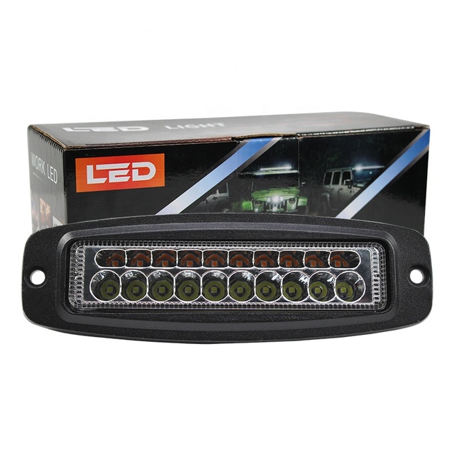 Factory Wholesale New DRL Dual Color Led Driving Lights White Amber 60W 20LED IP68 Waterproof Flush Mount Work Light for Truck